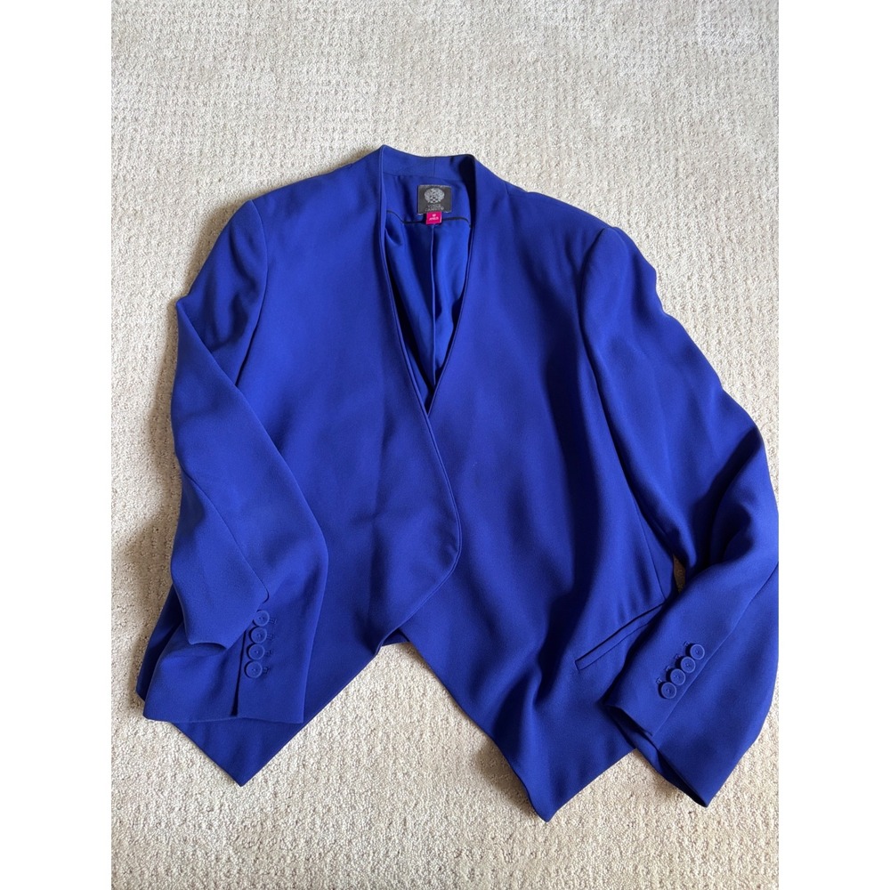 Vince Camuto Womens Cobalt Blue Open Front Asymmetrical Blazer Jacket Size 10